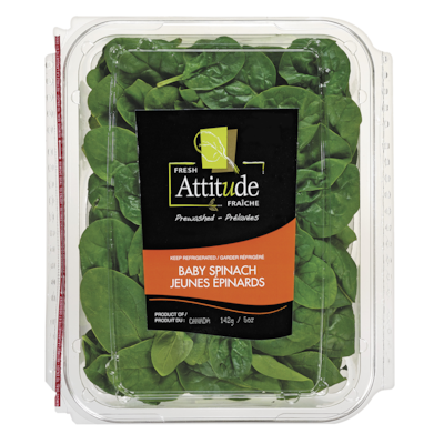 Attitude Fraîche Jeunes épinards prélavés 142 g, 3,02 $/100g