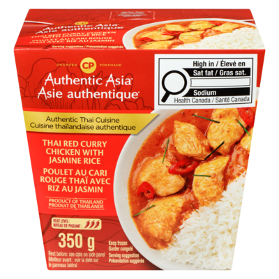 Charoen Pokphand Poulet au cari rouge et riz au jasmin 350 g, 1,39 $/100g