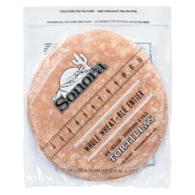 Sonora Whole Wheat Tortilla, 12 in 1248 g, $0.50/100g