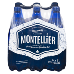Montellier Eau minérale naturelle et gazéifiée 6x1.0 l, 0,16 $/100ml