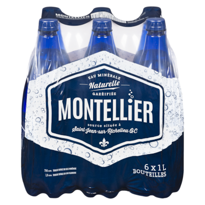 Montellier Eau minérale naturelle et gazéifiée 6x1.0 l, 0,14 $/100ml