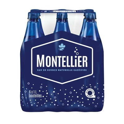 Montellier Eau de source naturelle pétillante à la clémentine 6x1.0 l, 0,10 $/100ml