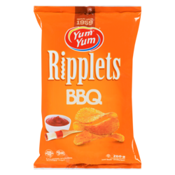 Yum Yum Flavoured Rippled Chips Bbq 200 g, $1.75/100g