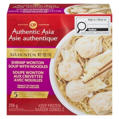 Charoen Pokphand Soupe wonton crevettes et nouilles 258 g, 2,13 $/100g