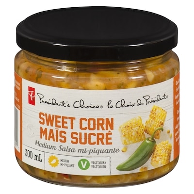 le Choix du Président Salsa mi-piquante au maïs sucré 300 ml, 1,50 $/100ml