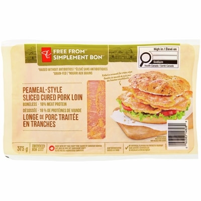 President's Choice Free From Peameal-Style Sliced Cured Pork Loin 375 g, $2.67/100g