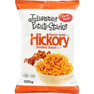 Yum Yum Juliennes Potato Sticks Bacon Fumé Hickory Saveur Simulée 300 g, 1,16 $/100g