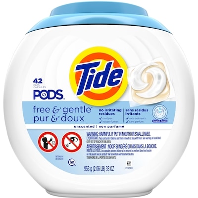 Tide PODS Free & Gentle Laundry Detergent Soap Pacs, 42 Count, PODS Laundry Detergent, Laundry Detergent Pacs, Laundry PODS Detergent 42 ea, $0.36/1ea