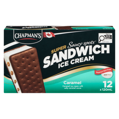 Chapmans Super Ice Cream Sandwich Saucy Spots - Caramel 12x120.0 ml, $0.42/100ml