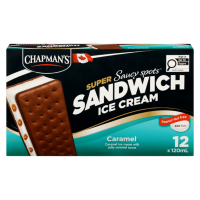 Chapmans Super Ice Cream Sandwich Saucy Spots - Caramel 12x120.0 ml, $0.59/100ml