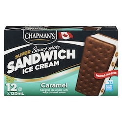 Chapmans Super Ice Cream Sandwich Saucy Spots - Caramel 12x12.0 ea, $0.35/100ml