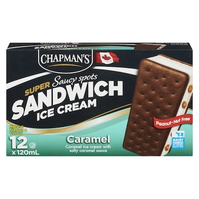 Chapmans Super Ice Cream Sandwich Saucy Spots - Caramel 12x12.0 ea, $0.59/100ml