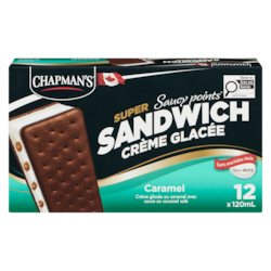 Chapman’s Super Sandwichs crème glacée saucy points caramel 12x120.0 ml, 0,42 $/100ml