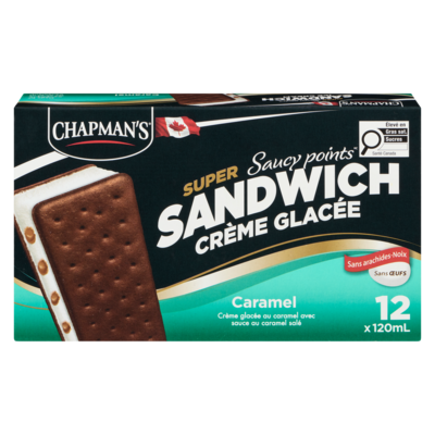 Chapman’s Super Sandwichs crème glacée saucy points caramel 12x120.0 ml, 0,45 $/100ml