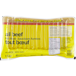 No Name All Beef Wieners, Club Pack 1.5 kg, $1.67/100g