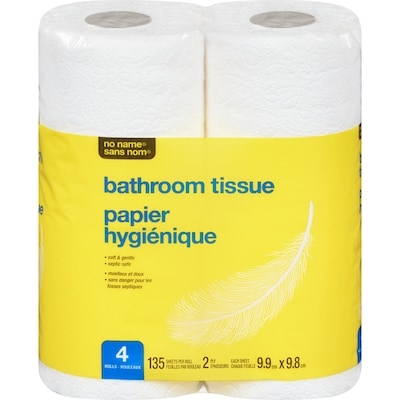 No Name Regular Rolls Bathroom Tissue 4 Pack 4 ea, $0.50/1ea