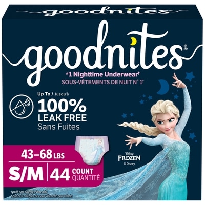 Goodnites Girls' Nighttime Bedwetting Underwear, Size S/M (43-68 lbs), 44 Ct 44 ea, $0.75/1ea