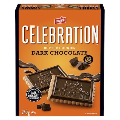 Leclerc Celebration Butter Cookies Dark Chocolate 70% Cocoa 240 g, $1.87/100g