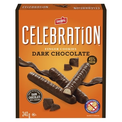 Leclerc Celebration Finger Cookies Dark Chocolate 45% Cocoa 240 g, $2.08/100g