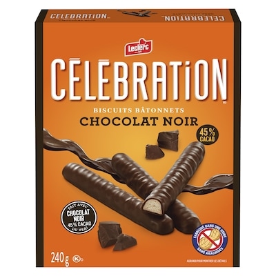 Leclerc Biscuits Bâtonnets Chocolat Noir 45 % Cacao 240 g, 2,08 $/100g