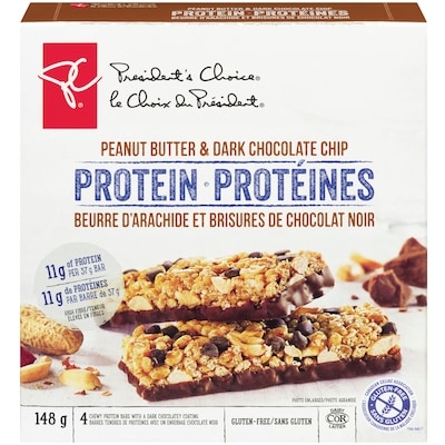 President's Choice Peanut Butter & Dark Chocolate Chip Protein Granola Bars 148 g, $3.24/100g