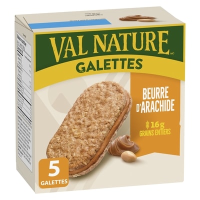 Nature Valley Val Nature Galettes, Beurre D’arachide, Collation pour le Petit-Déjeuner, 1 Portion par Sachet 5 Gallettes 190 g, 1,97 $/100g