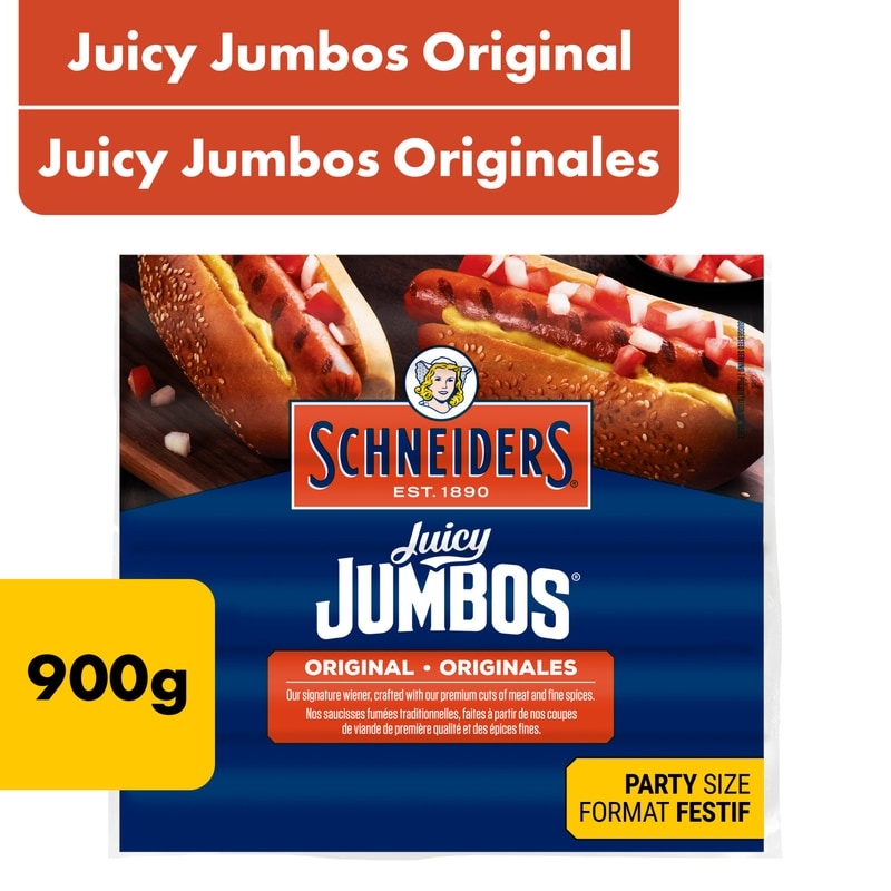 Schneiders Juicy Jumbos Original Hot Dogs Family Pack - 900 g