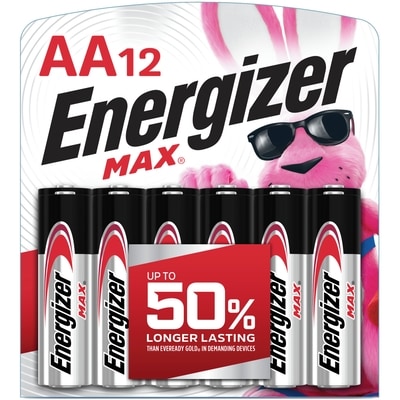 Energizer Alkaline Batteries AA12 Max 1 ea, $1.08/1ea