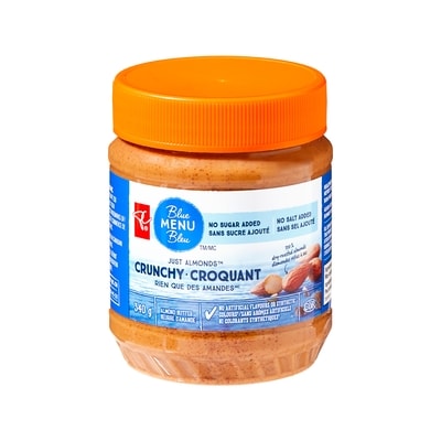 PC Menu Bleu Beurre d’amandes croquant Rien que des amandes 340 g, 2,65 $/100g