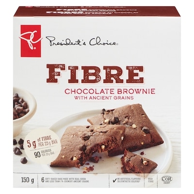 President's Choice Fibre Chocolate Brownie Bars 150 g, $3.19/100g