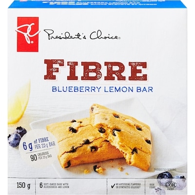 President's Choice Blueberry Lemon Fibre Bar 150 g, $3.19/100g