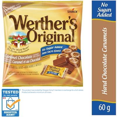 Werther's Original No Sugar Added Caramel Chocolate Hard Candy 60 g, $5.82/100g