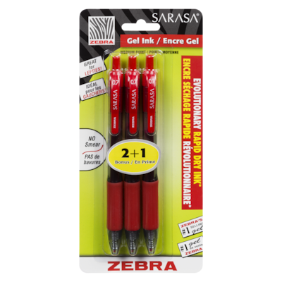 Sara Stylo à encre gel, rouge 2x1.0 ea, 2,75 $/1ch