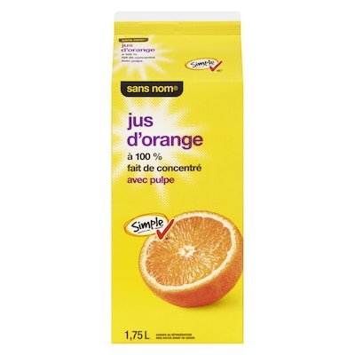 Sans Nom Jus d’orange avec pulpe 1.75 l, 0,17 $/100ml