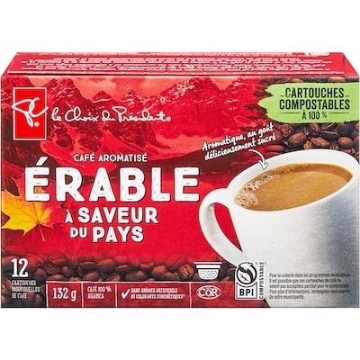 le Choix du Président Cartouches individuelles de café aromatisé au sirop d’érable À saveur du pays 136 g