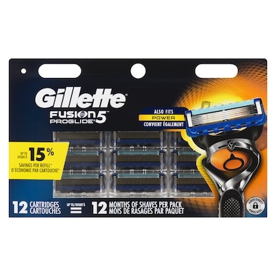 Gillette Cartouches de rechange de rasoir  ProGlide pour hommes, 12 cartouches de rasoir pour manche de rasoir Flex-pivot, cartouches à 5 lames de rasoir, lame de précision pour hommes 12 ea, 5,25 $/1ch