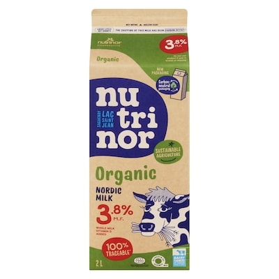 Nutrinor Organic Nordic Milk, 3.8% 2 l, $0.33/100ml
