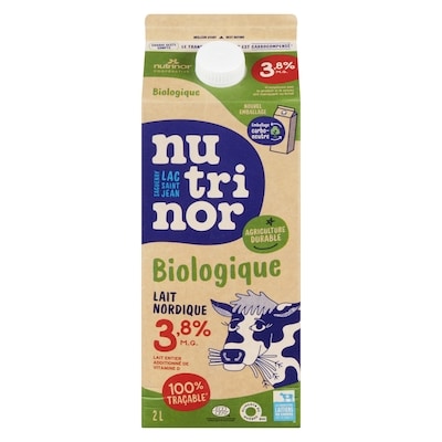 Nutrinor Lait nordique biologique 3,8 % 2 l, 0,33 $/100ml