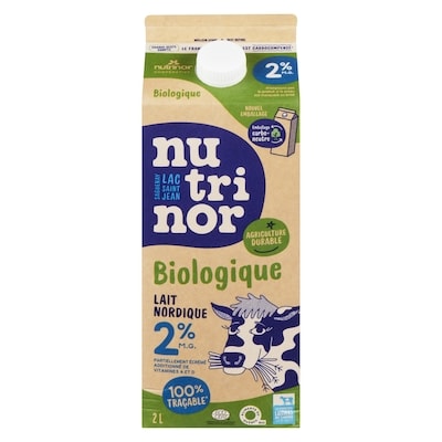 Nutrinor Lait nordique biologique 2 % 2 l, 0,33 $/100ml