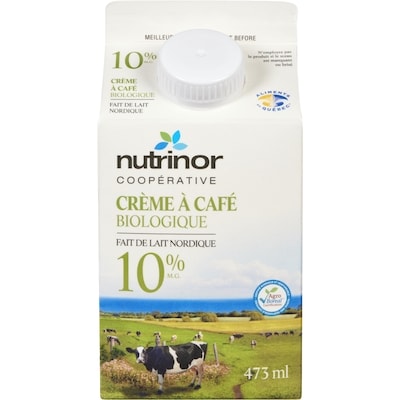 Nutrinor Crème biologique faite de lait nordique, 10 % M. G. 473 ml, 0,74 $/100ml