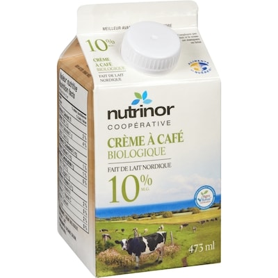 Crème biologique faite de lait nordique, 10 % M. G.