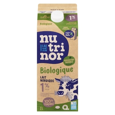 Nutrinor Lait nordique biologique 1 % 2 l, 0,39 $/100ml