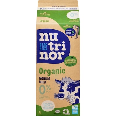Nutrinor Nordique Organic Skimmed Milk 2 l, $0.39/100ml