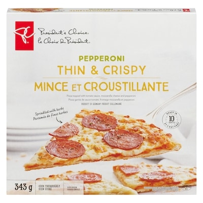 le Choix du Président Pizza pepperoni Mince et Croustillante 343 g, 1,75 $/100g