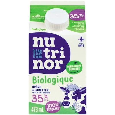 Nutrinor Crème nordique biologique, 35 % M.G. 473 ml, 1,16 $/100ml