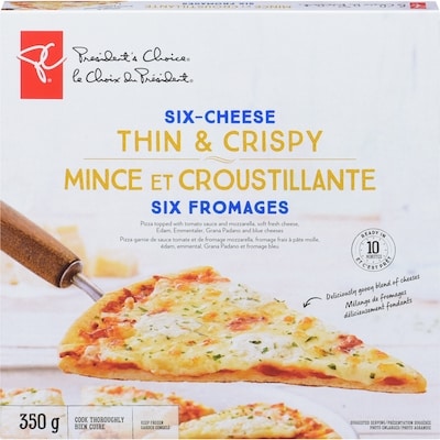 President's Choice Six-Cheese Thin and Crispy Pizza 350 g, $1.65/100g