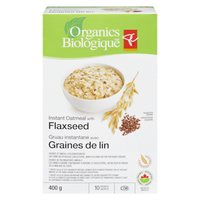 PC Organics Organic Instant Oatmeal With Flaxseed 400 g, $1.50/100g