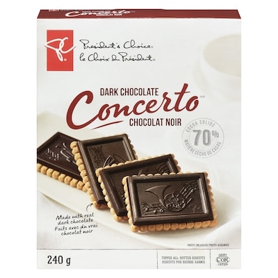 President's Choice Dark Chocolate Concerto Biscuits 240 g, $1.66/100g