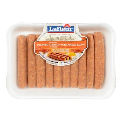 Lafleur Saucisse Fraiche Porc & Bacon 375 g, 1,73 $/100g