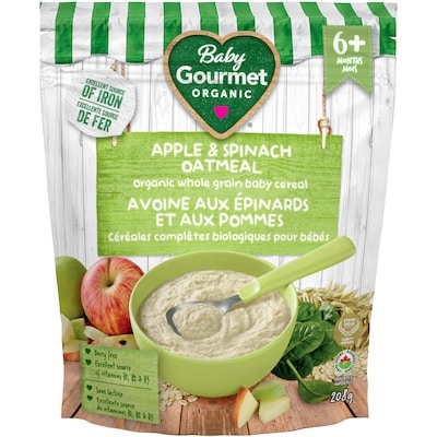Baby Gourmet Céréales biologiques avoine aux épinards et aux pommes 208 g, 3,60 $/100g